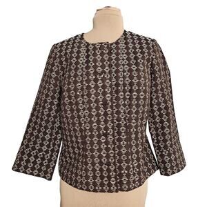 Sigrid Olsen Blazer Womens Plus Size 14 Brown Geometric Lined Cropped Corpcore